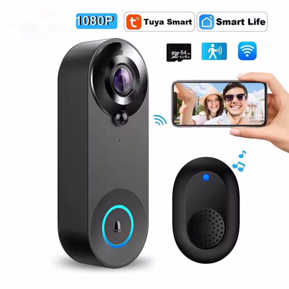 Home Security No Wifi Needed - Tuya 1080P اللاسلكية جرس باب واي