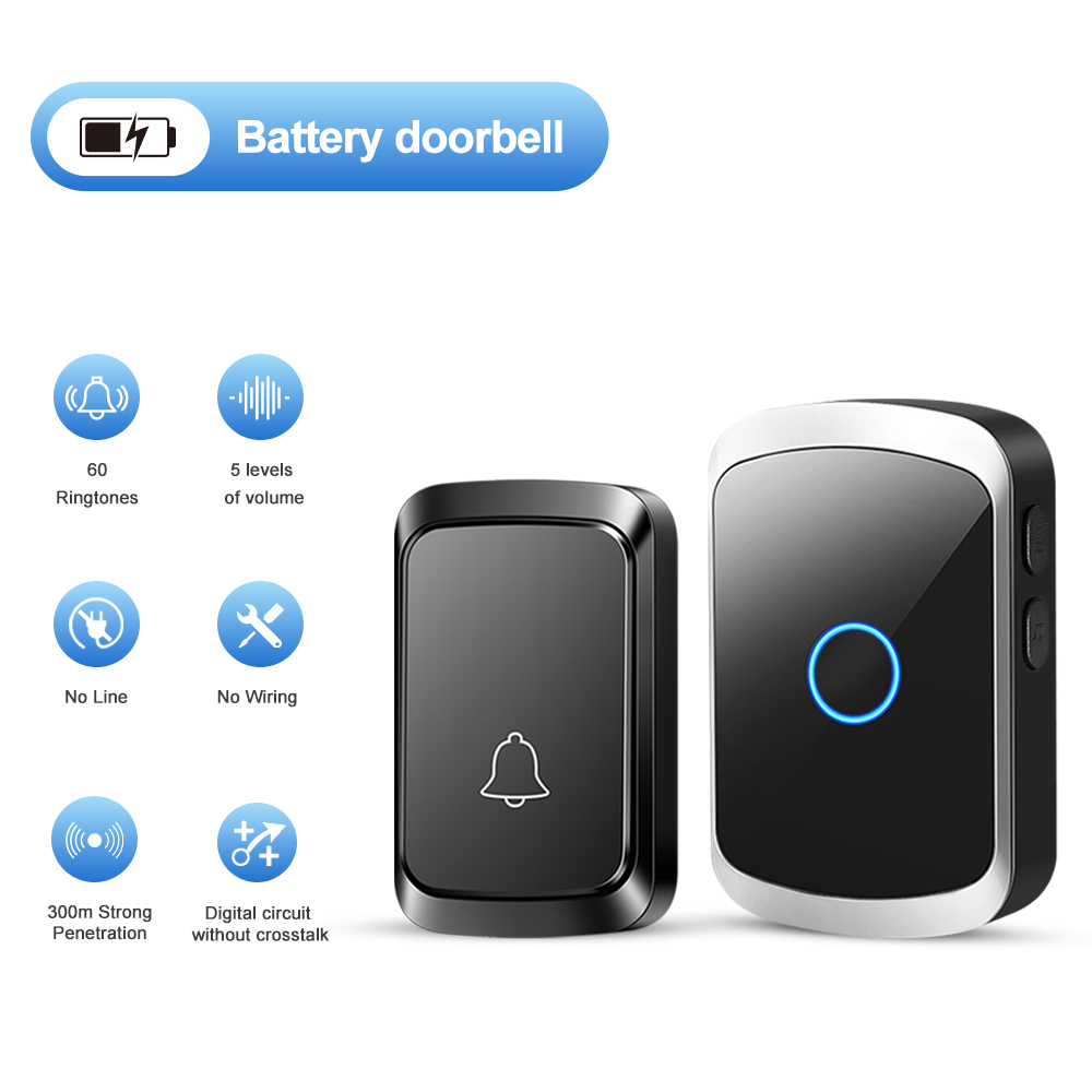 Home Security Bell - طقم جرس الباب اللاسلكي الذكي بدون