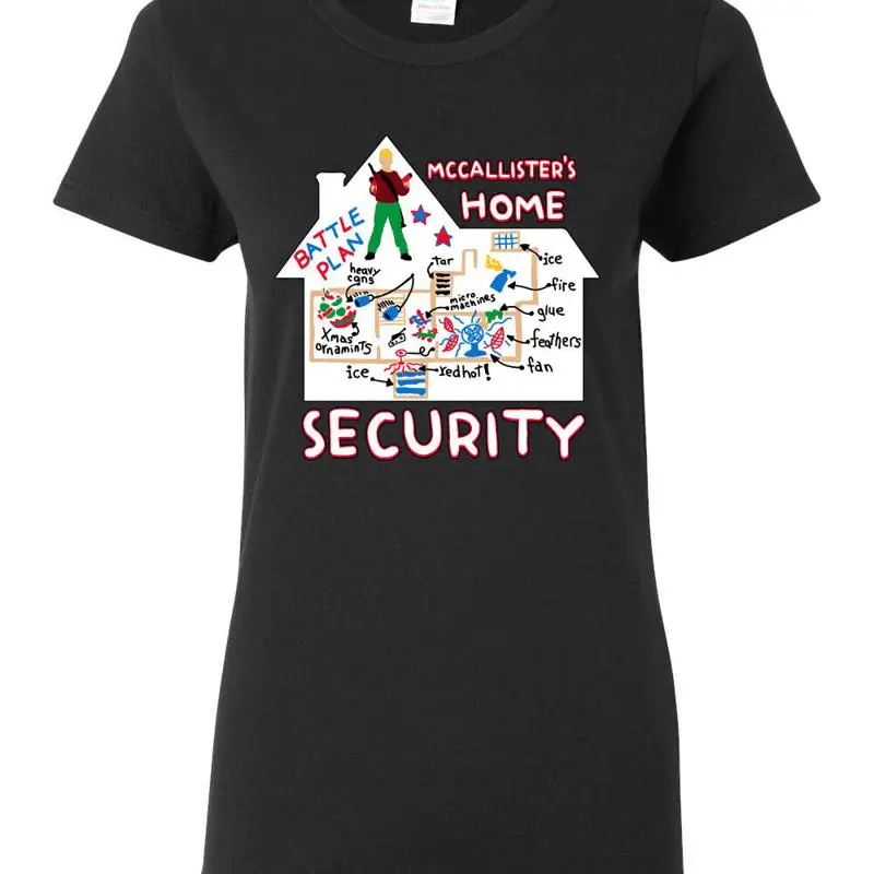 Home Security Plans - تي شيرت نسائي من McCallister's Home