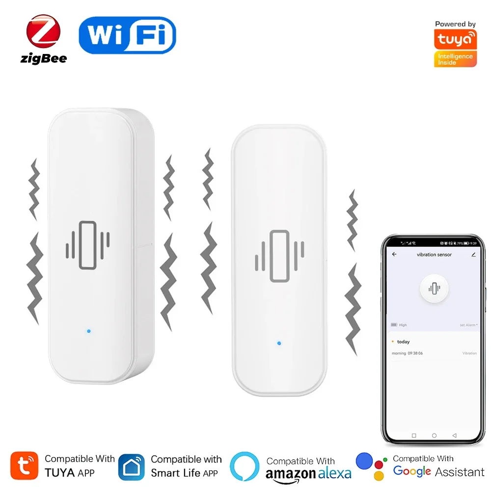 Home Security Alarm - مستشعر اهتزاز ذكي Tuya لأمن المنزل