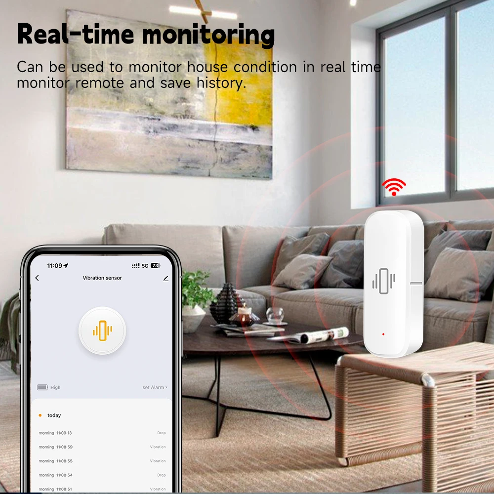مستشعر اهتزاز ذكي بتقنية واي ف - مراجعة Home Security Alarm وسعره