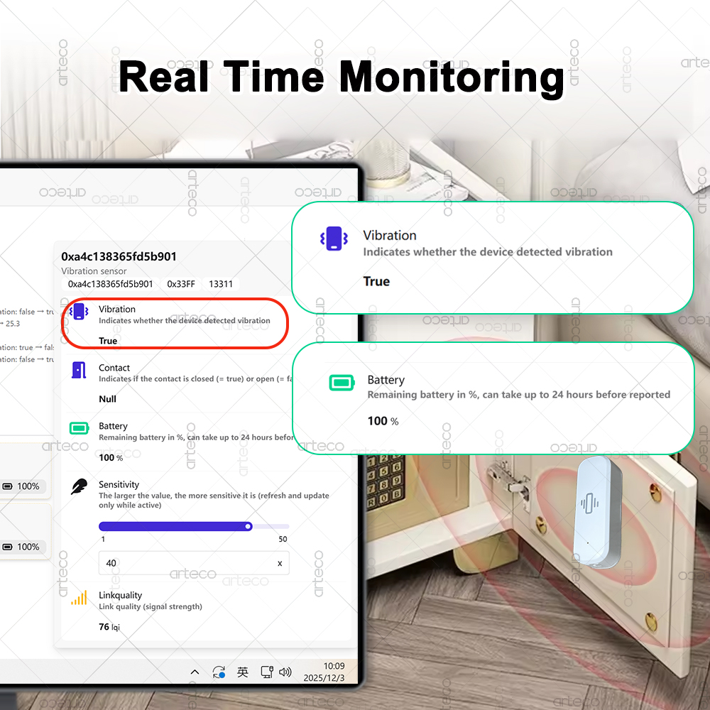 الذكية زيجبي 3.0 مستشعر الاهتز - مراجعة Home Security Alarm وسعره