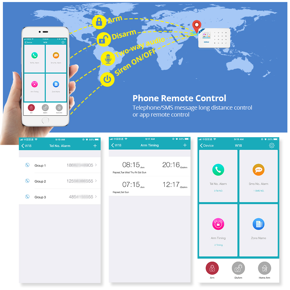 KERUI W181 GSM WIFI اتصال نظام - مراجعة Home Security Siren وسعره