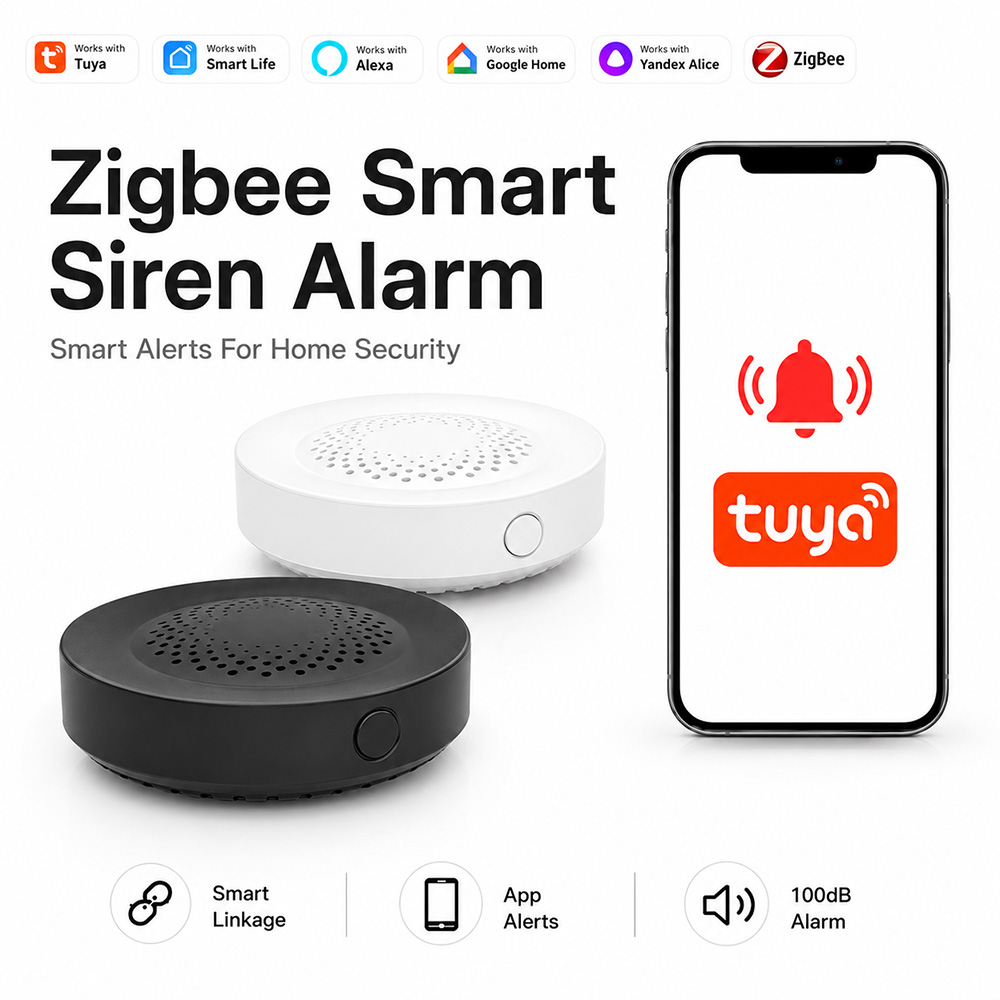 جهاز إنذار ذكي Tuya Zigbee بقو - مراجعة Home Security Siren وسعره